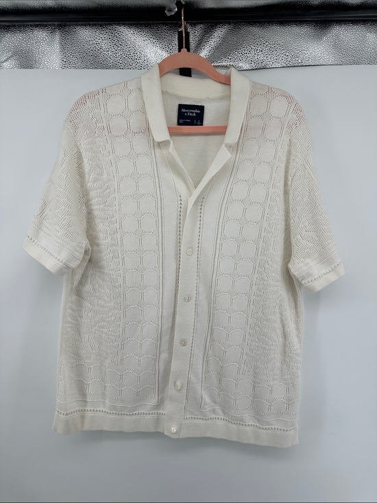 Abercrombie & Fitch Other - A&F Old Money Preppy Luxury ResortWear Ivy League Cream S/S B/F Knit Top SzL